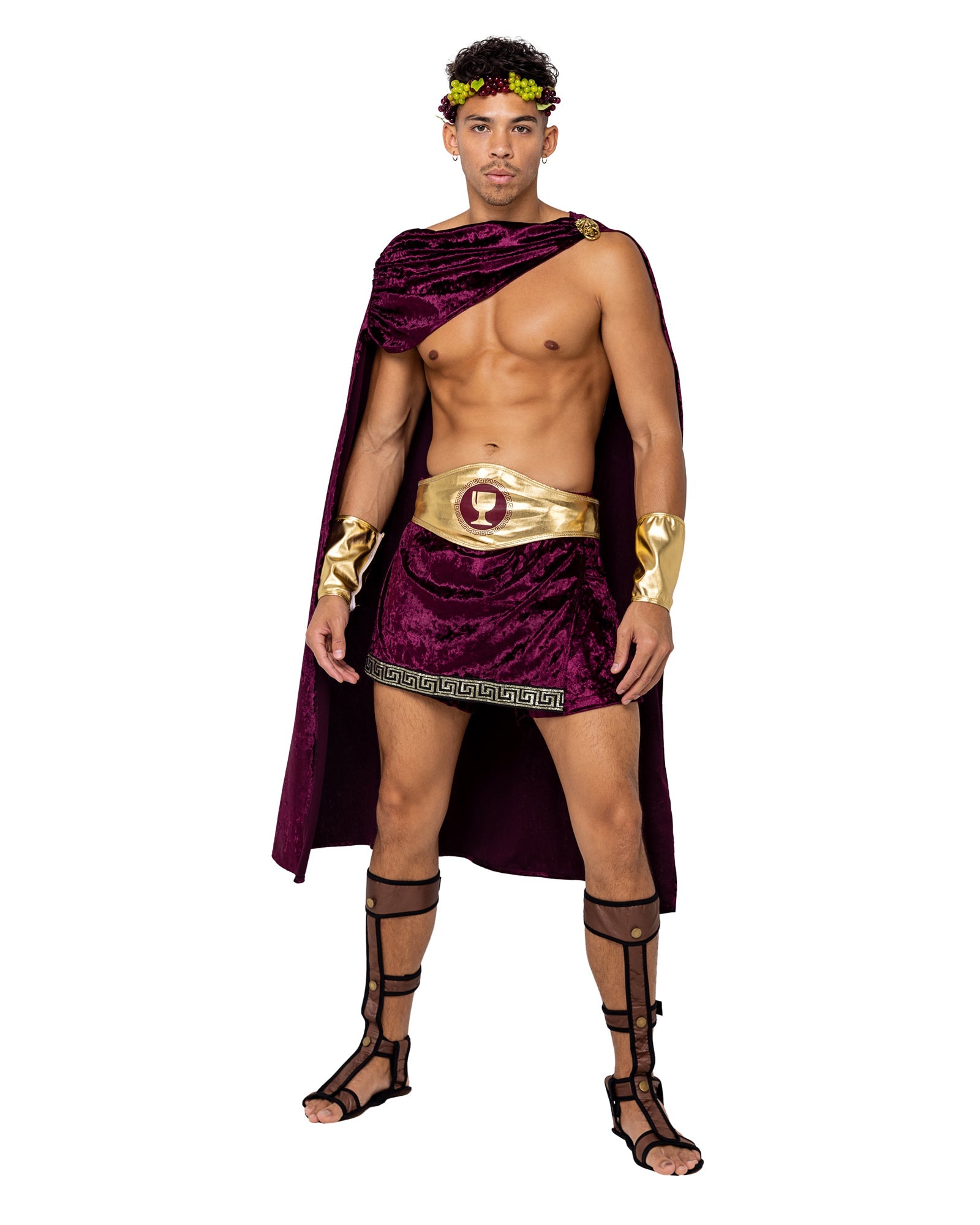 Men's Greek god of wine costume, red velvet, view 3